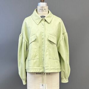 7 For All Mankind Pastel Green Utility Jacket, Vegan